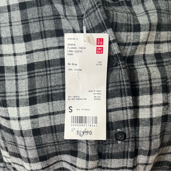 NWT Uniqlo Black and Grey Flannel - Picture 5 of 5